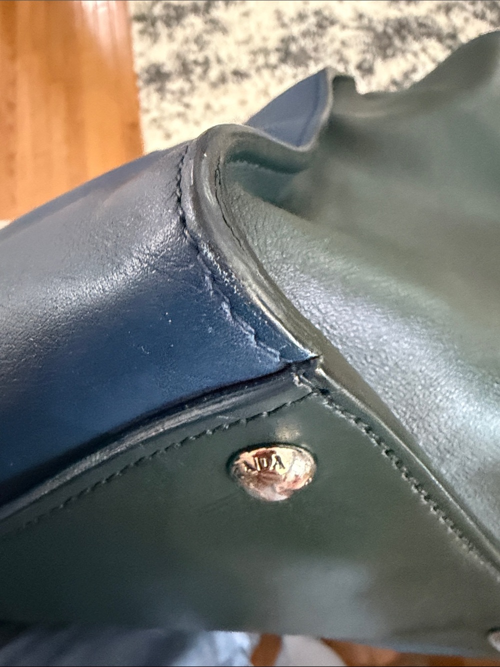 Prada NAVY CITY TWIN ZIPPER Blue and Black Leather - Picture 15 of 16
